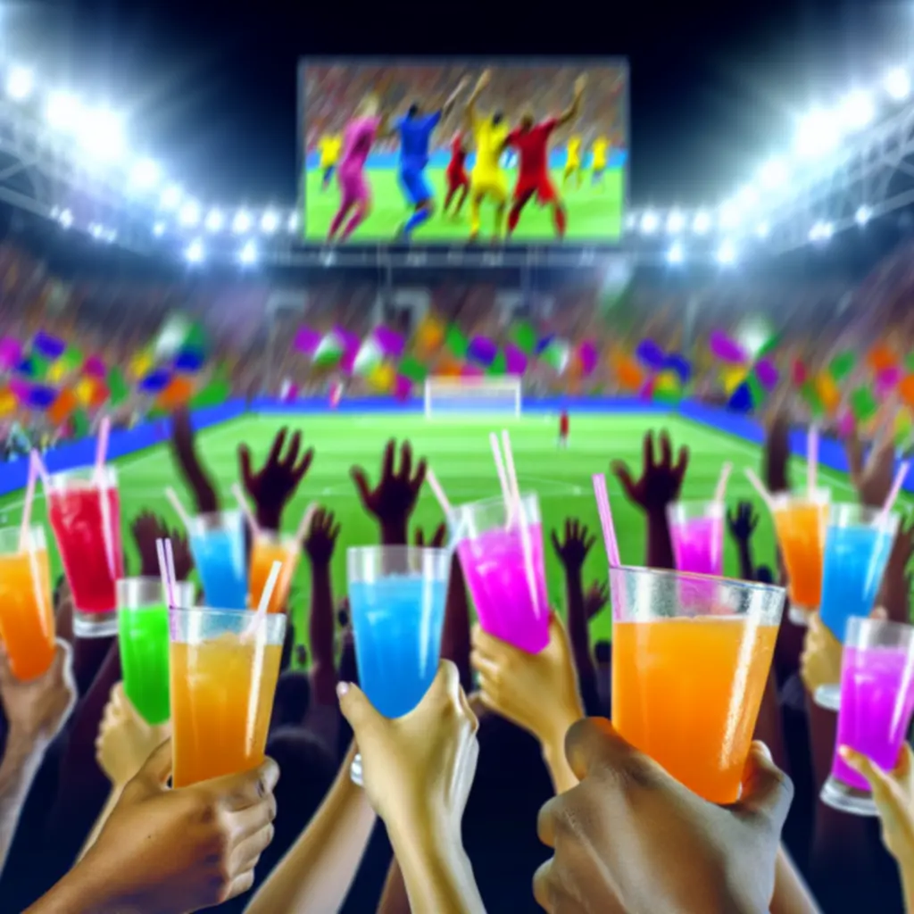 Kolorowe drinki serwowane w czasie transmisji meczu w sportowym barze