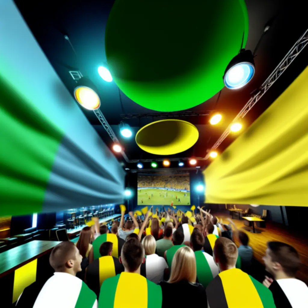 Rozemocjonowani kibice w sports barze NORD STAR podczas meczu piłkarskiego